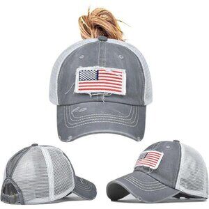 Womens Pony Hat High Ponytail Baseball Cap Girls Messy Bun Caps